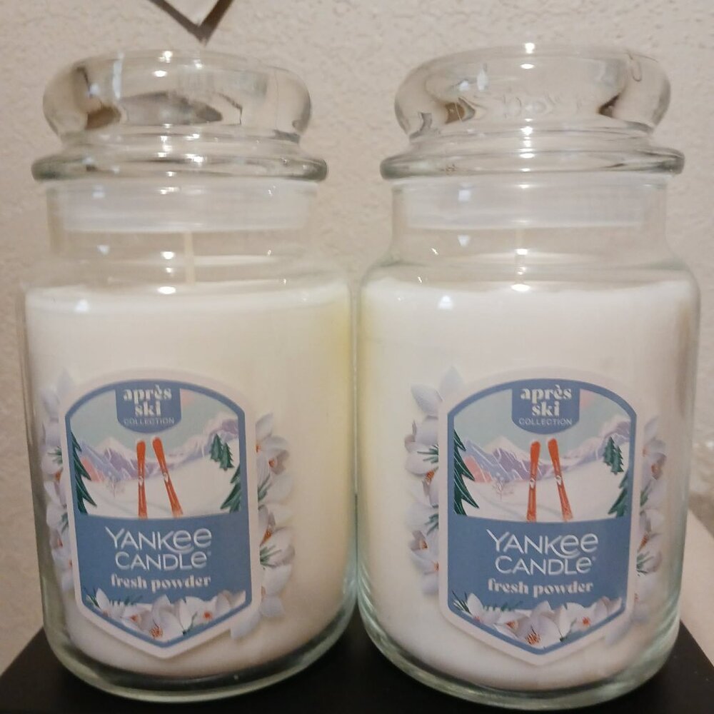 YANKEE CANDLE Fresh Powder Original Jar Candles 22oz LOT OF 2 JARS NEW